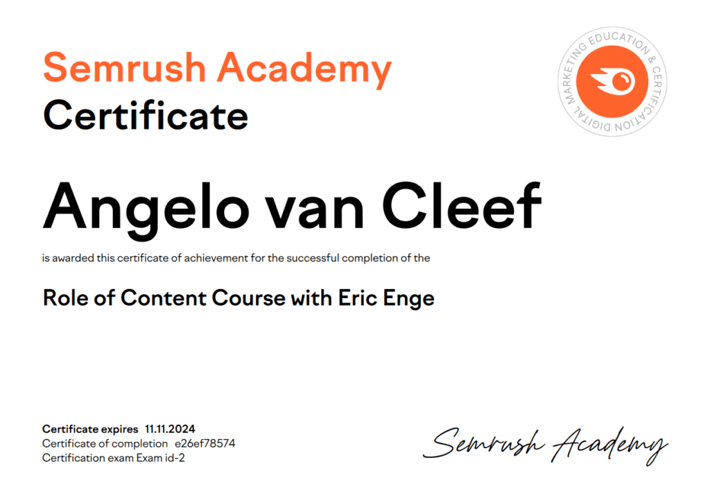 Role of Content Course with Eric Enge